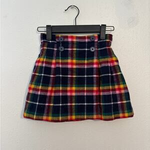 Mini Boden Rainbow Plaid Wool Skirt Girls